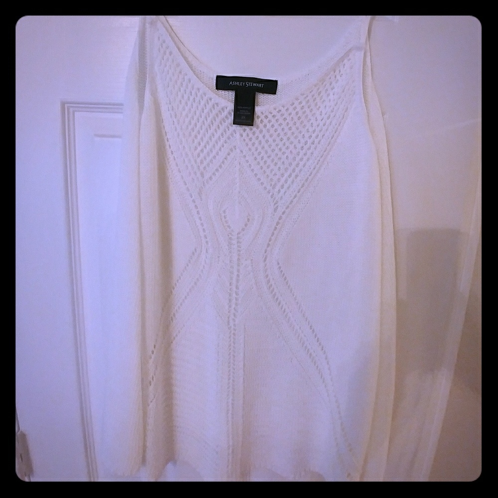 Ashley Stewart White Spaghetti Strap Sweater Top